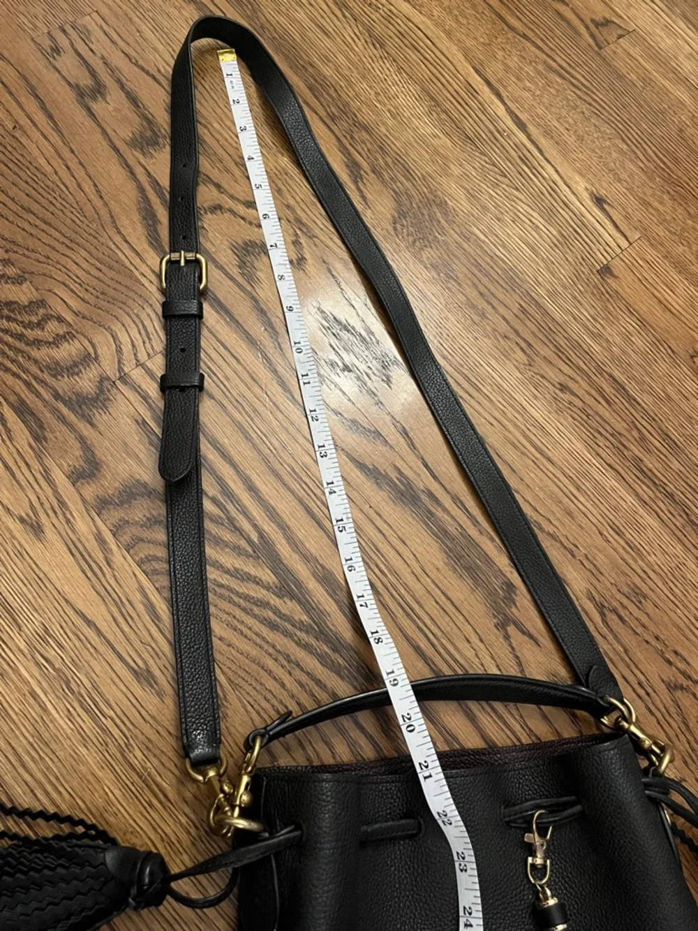 COACH Lora Bucket Bag With Whipstitch Detail Black Pebbled Leather 651